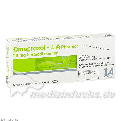 Omeprazol - 1 A Pharma 20mg bei Sodbrennen, 14 ST