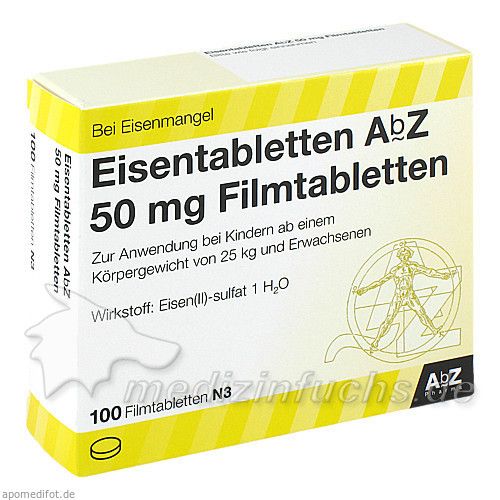 Eisentabletten AbZ 50 mg Filmtabletten, 100 ST