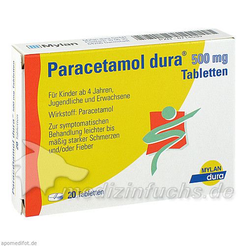 Paracetamol dura 500mg Tabletten, 20 ST