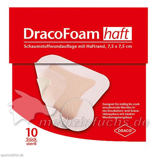 DracoFoam Haft Schaumstoff Wundauflage 7.5x7.5cm, 10 ST