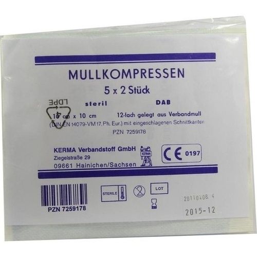 MULLKOMPRESSEN BW 12FACH STERIL 10CMx10CM, 5X2 ST