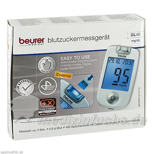 Beurer GL 40 Blutzuckermessgerät mg/dlcodefree, 1 ST