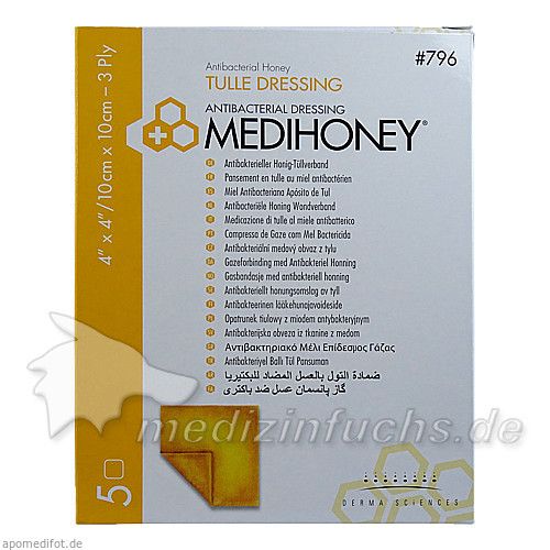 MEDIHONEY ANTIBAKTERIELLER TÜLLVERBAND 10X10CM, 5 ST