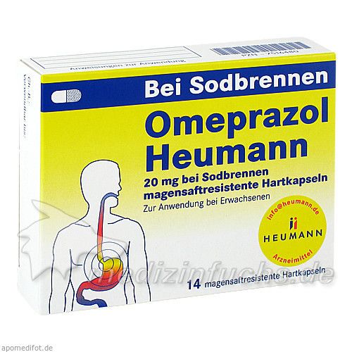 Omeprazol Heumann 20mg b Sodbr.magensaftr.Hartk., 14 ST