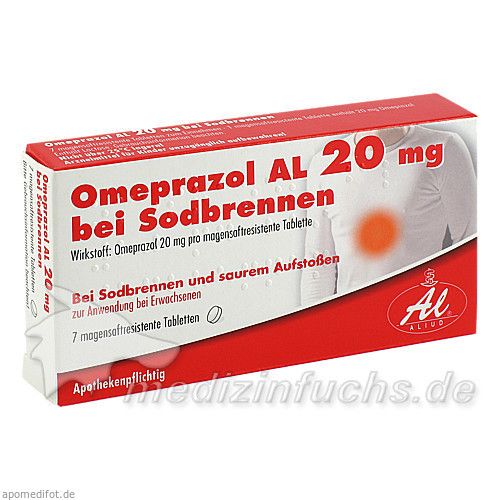 Omeprazol AL 20MG bei Sodbrennen, 7 ST