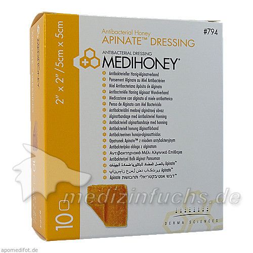 Medihoney Apinate med. Honig-Alginatverband 5x5cm, 10 ST