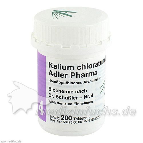 Biochemie Adler 4 Kalium Chloratum D 6 Adler Pharm, 200 ST