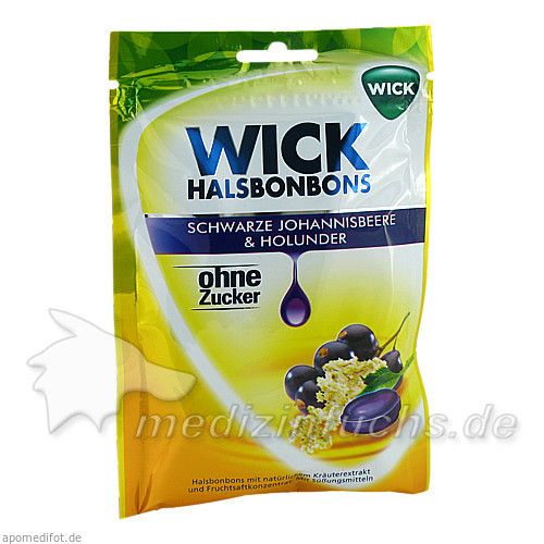 WICK schw.Johannisb.& Holunder Bonbons o.Zucker, 72 G