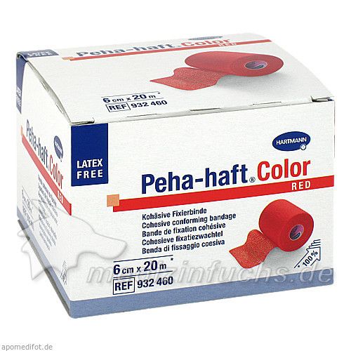 Peha-haft Color Fixierbinde latexfrei 6cmx20m rot, 1 ST