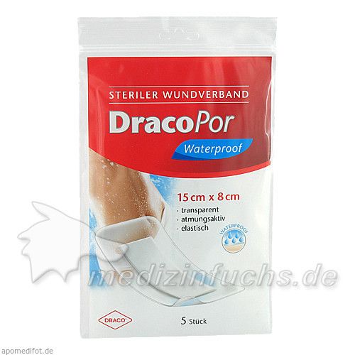 Dracopor Waterproof Wundverband steril 15cmx8cm, 5 ST