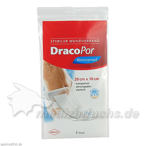 Dracopor Waterproof Wundverband steril 20cmx10cm, 5 ST