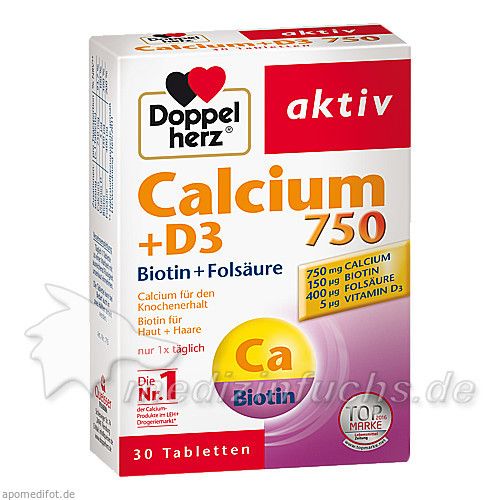 Doppelherz Calcium 750+D3+Biotin, 30 ST