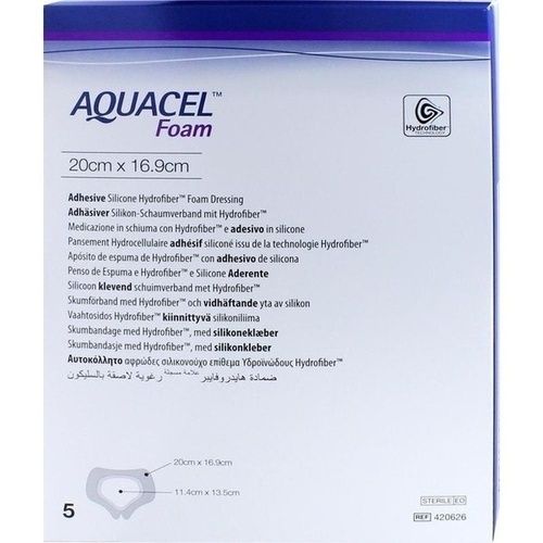 AQUACEL Foam adhäsiv Sakral 20x16.9cm, 5 ST