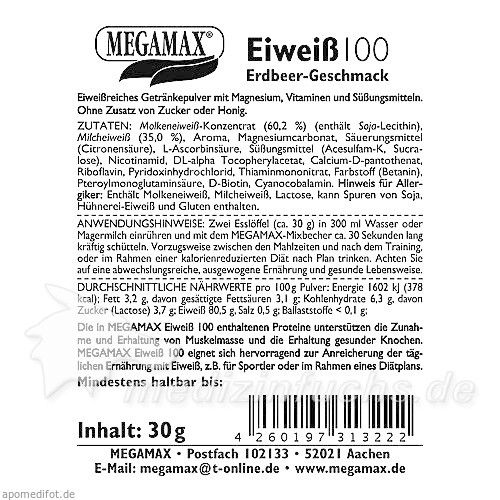 Eiweiss 100 Erdbeer Megamax, 30 G