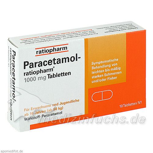 Paracetamol-ratiopharm 1000 mg Tabletten, 10 ST