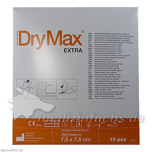 DryMax Extra Superabsorber Verband 7.5x7.5cm, 10 ST