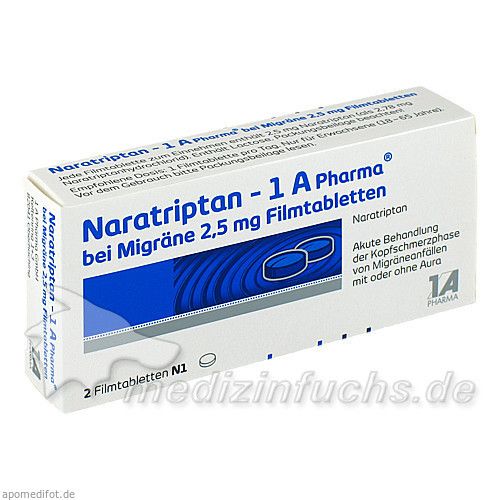 Naratriptan - 1 A Pharma bei Migräne 2.5mg Filmtab, 2 ST