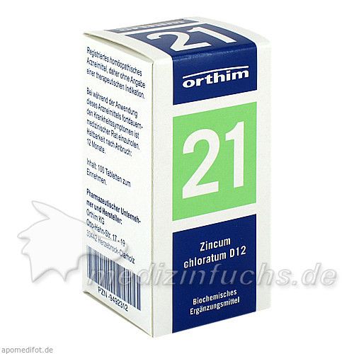 Biochemie Orthim Nr. 21 Zincum chloratum D12, 100 ST