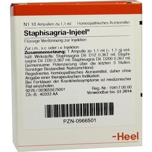 STAPHISAGRIA INJ, 10 ST