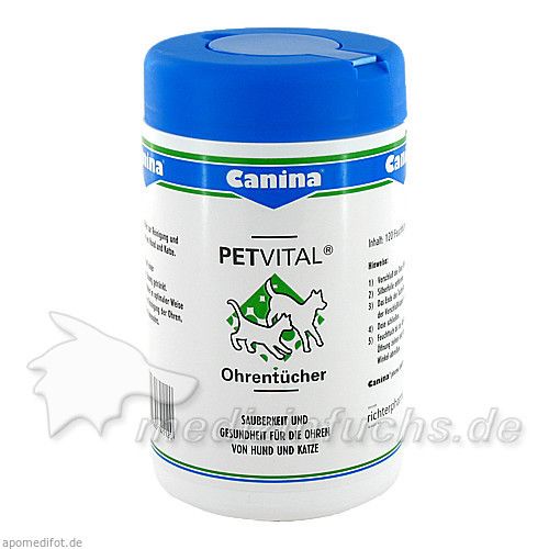 PETVITAL Feuchttücher für Ohren, 120 ST