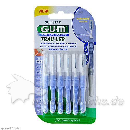 GUM TRAV-LER dunkelgrau kerze 0.6mm Interd.+6 Kapp, 6 ST