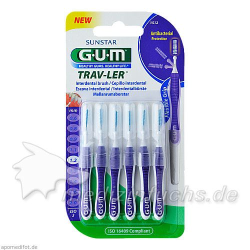 GUM TRAV-LER lila Kerze 1.2mm Interdental+6 Kappen, 6 ST