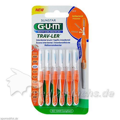 GUM TRAV-LER orange Kerze 0.9mm Interden+6 Kappen, 6 ST