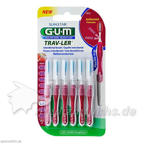 GUM TRAV-LER pink Kerze 1.4mm Interdental+6 Kappen, 6 ST