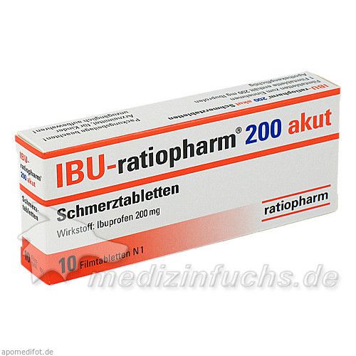 Ibu-ratiopharm 200mg akut Schmerztabletten, 10 ST